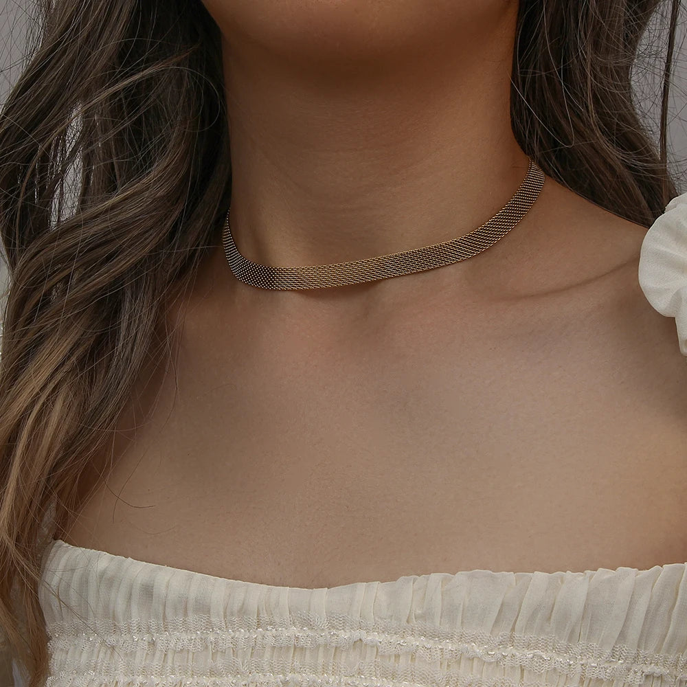 Golden Weave Choker Necklace