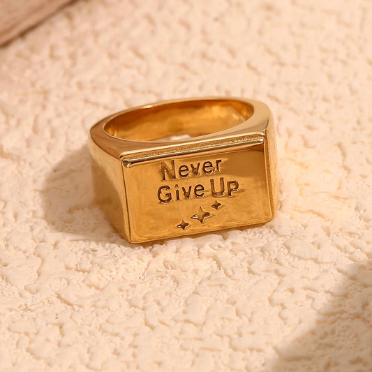 Never Give Up Square Ring