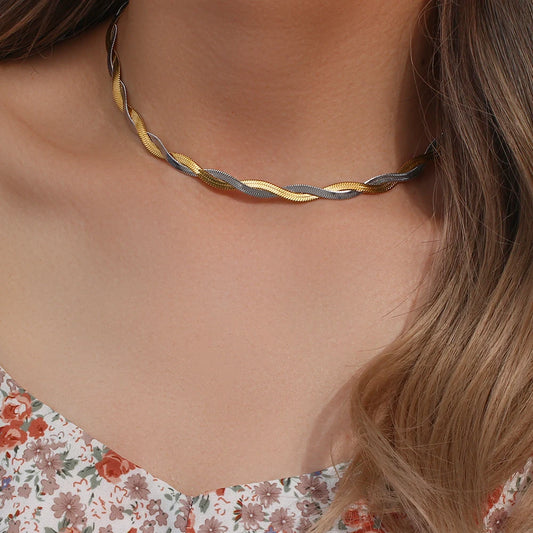 Braid Herringbone Choker Necklace