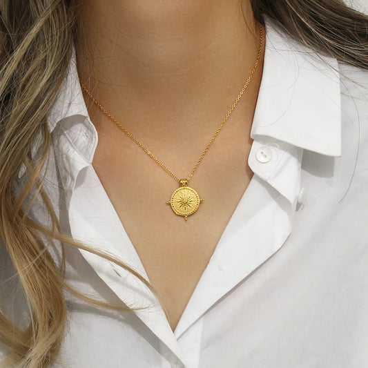 Radiant Sun Compass Necklace