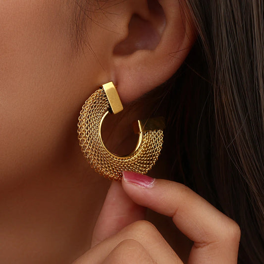 Golden Weave Hoop Earrings