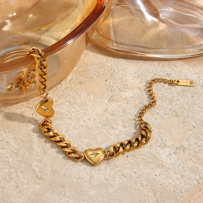 Heart Cuban Chain Bracelet