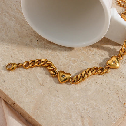 Heart Cuban Chain Bracelet