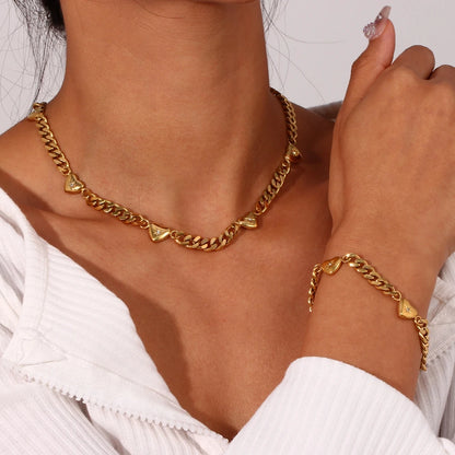 Heart Cuban Chain Necklace
