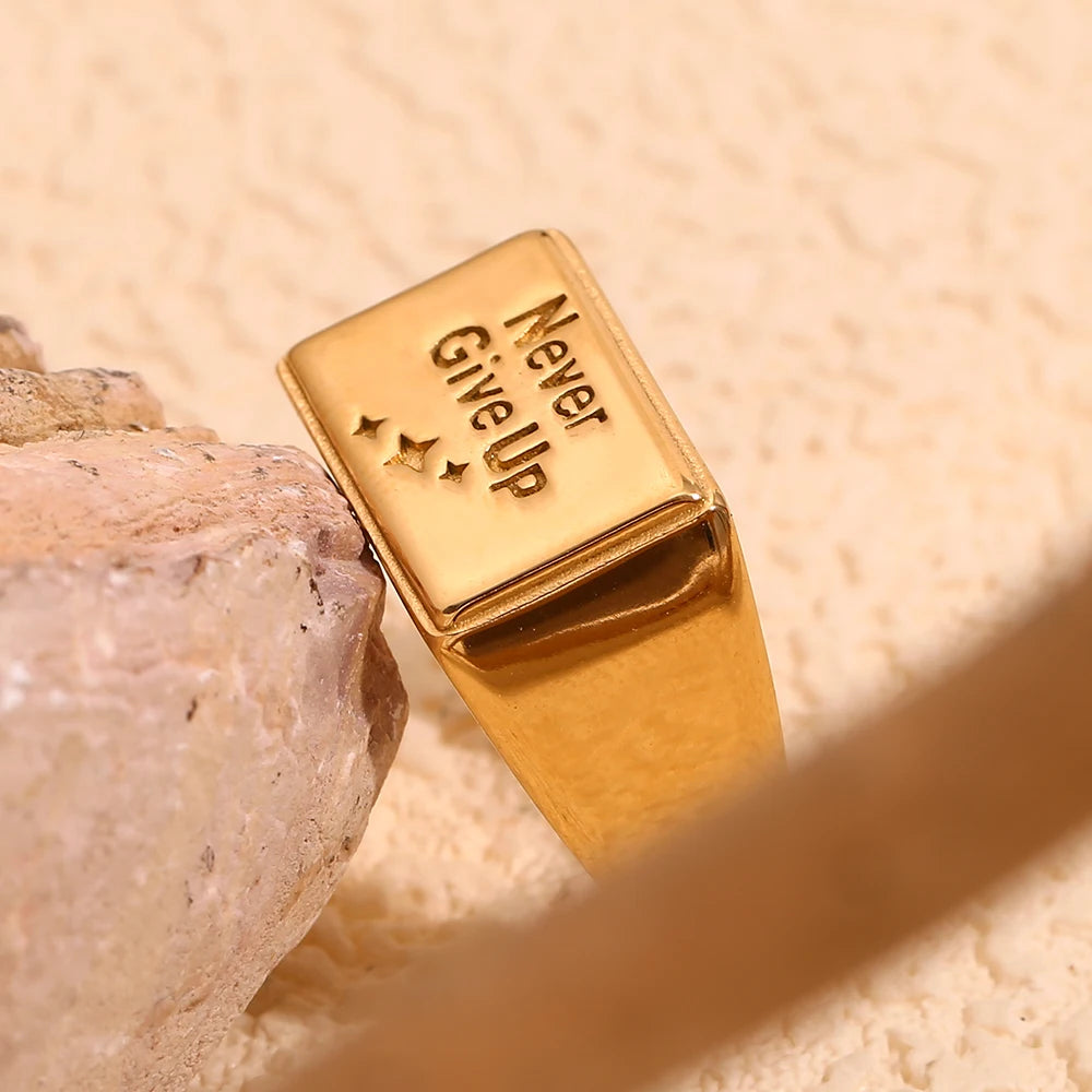 Never Give Up Square Ring