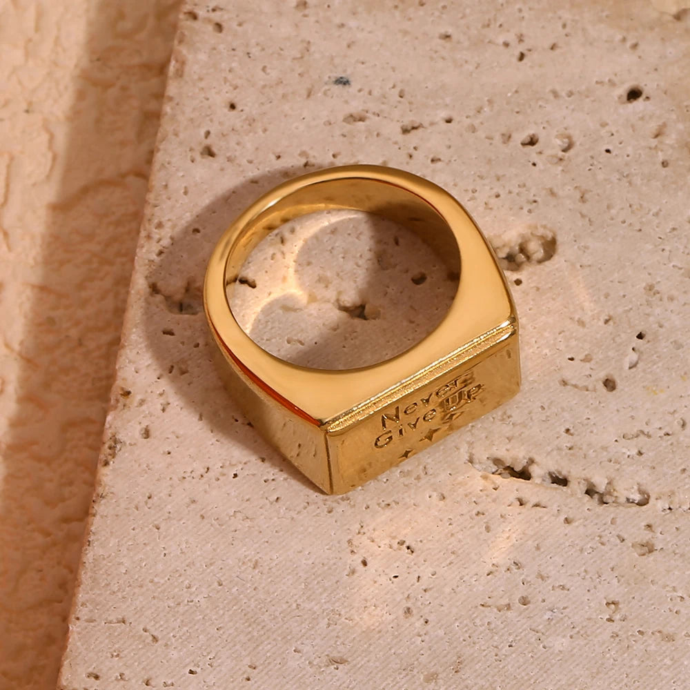 Never Give Up Square Ring