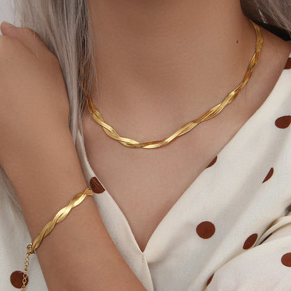 Braid Herringbone Choker Necklace