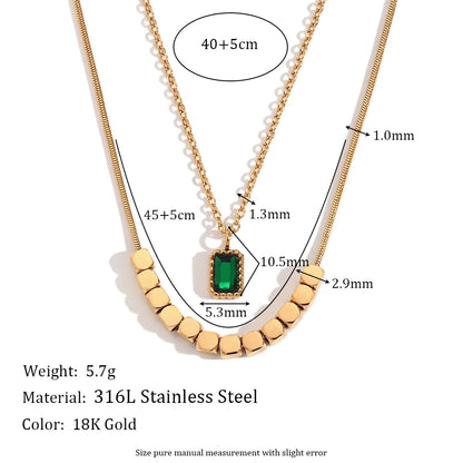 Emerald Glow Double-Layer Necklace