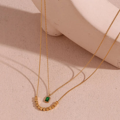 Emerald Glow Double-Layer Necklace