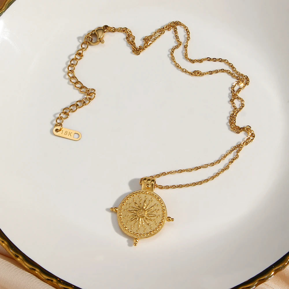 Radiant Sun Compass Necklace