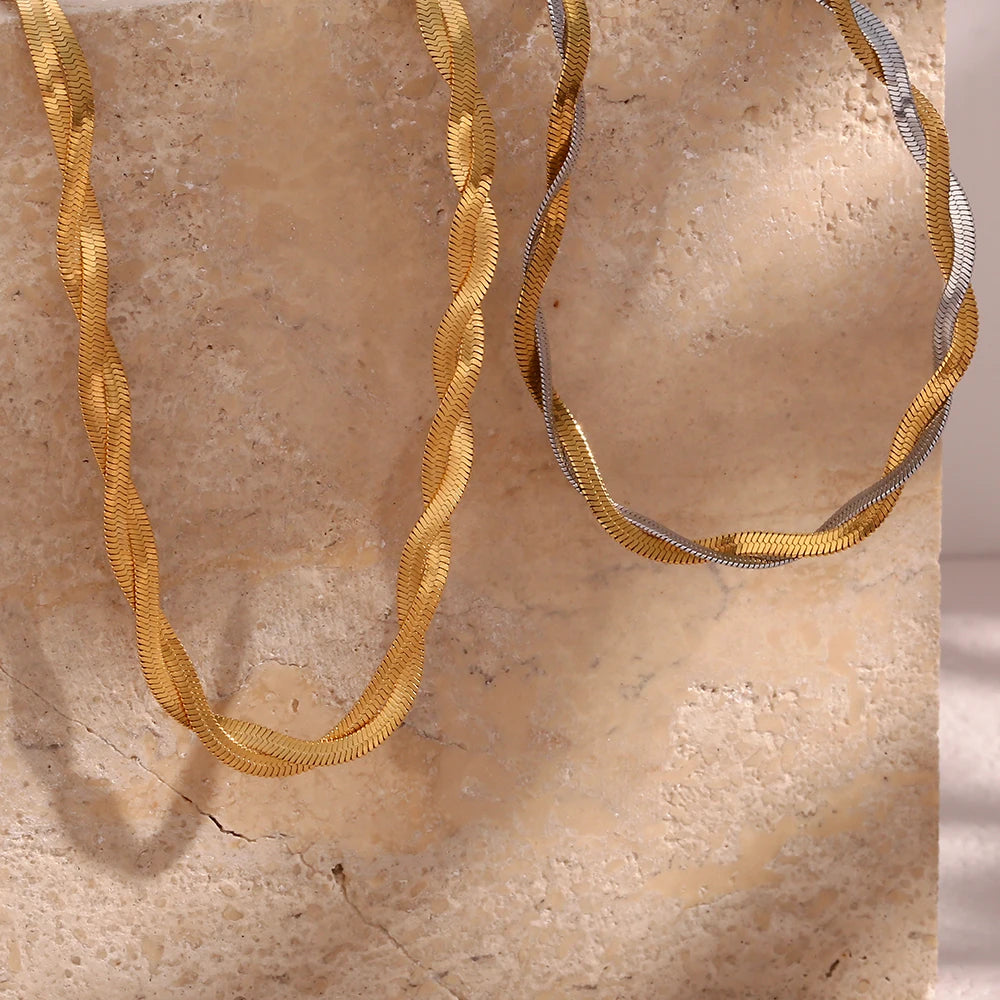 Braid Herringbone Choker Necklace