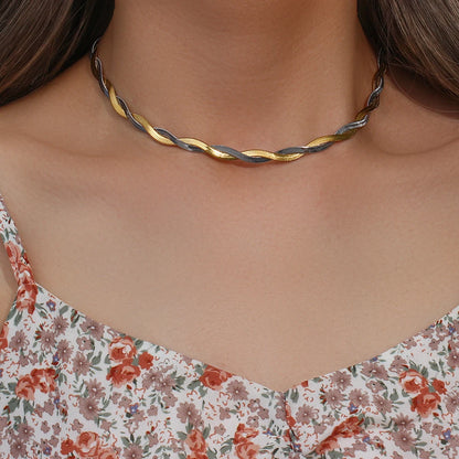 Braid Herringbone Necklace & Bracelet Set
