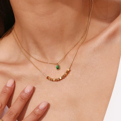 Emerald Glow Double-Layer Necklace
