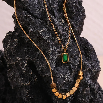 Emerald Glow Double-Layer Necklace