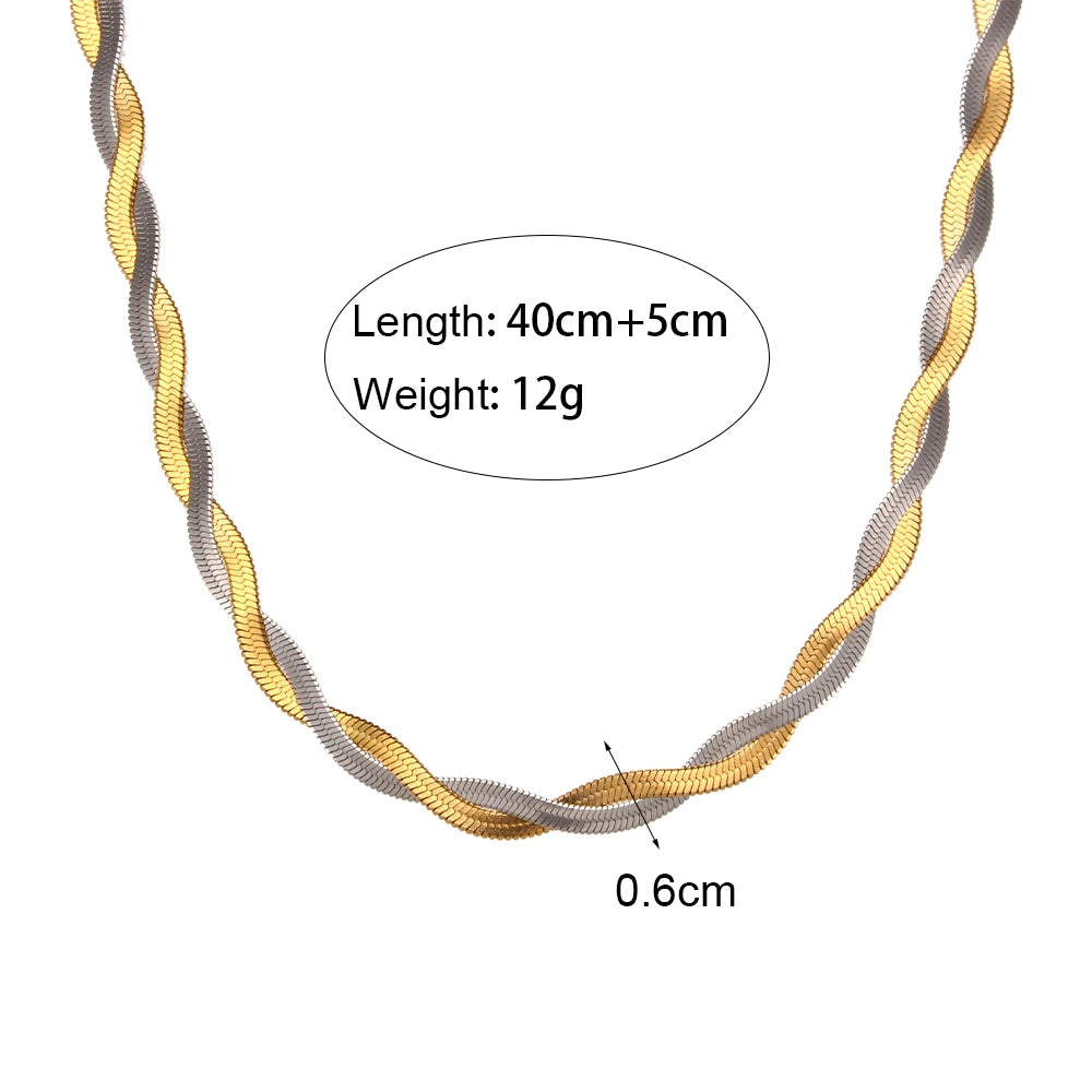 Braid Herringbone Necklace & Bracelet Set
